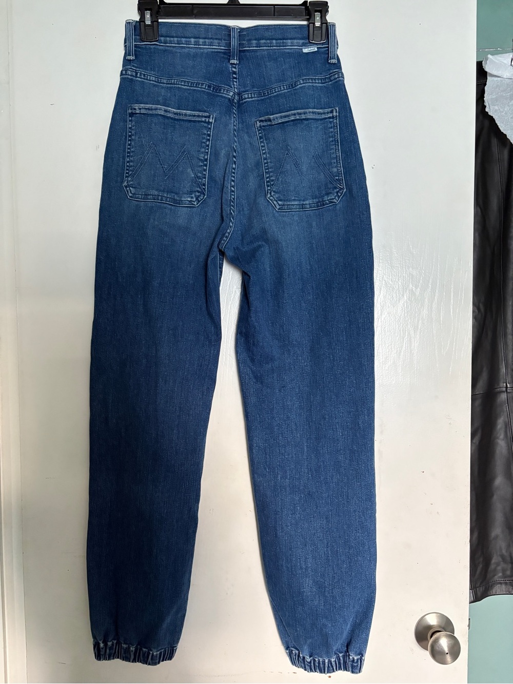 MOTHER High-Rise Medium Blue Cropped Jogger Jeans - Picture 3 of 7